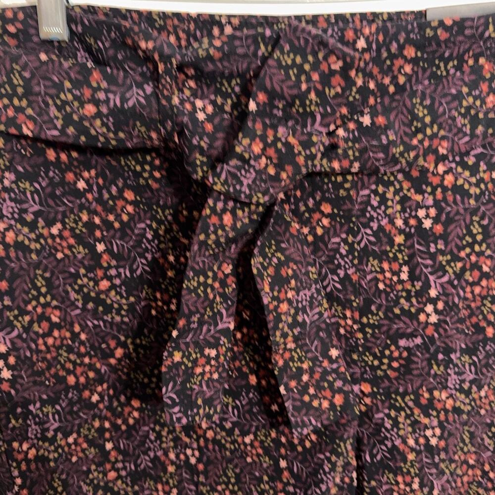 Jules & Leopold Dress Pants Sz XL Black Floral Ponte High Waist Tie Belt Ankle - Picture 8 of 10
